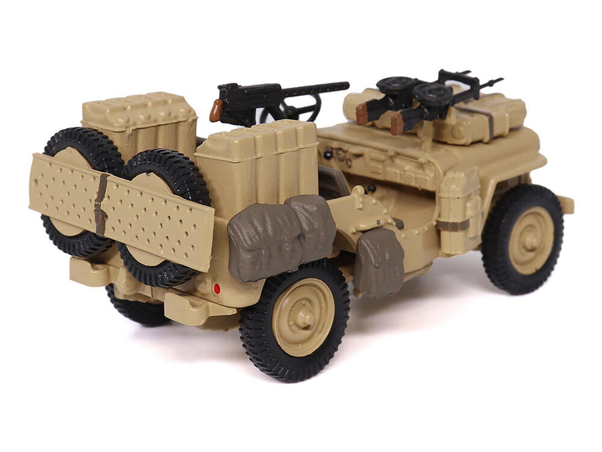 British SAS 1/4-Ton Willys Jeep with Vickers K Machine Gun Desert Sand "British Royal Army" 1/43 Diecast Model