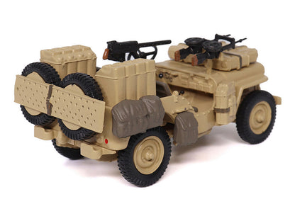 British SAS 1/4-Ton Willys Jeep with Vickers K Machine Gun Desert Sand "British Royal Army" 1/43 Diecast Model
