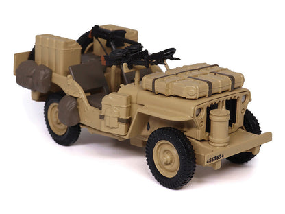 British SAS 1/4-Ton Willys Jeep with Vickers K Machine Gun Desert Sand "British Royal Army" 1/43 Diecast Model