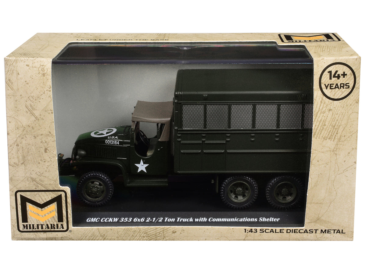 GMC CCKW 353 6x6 2-1/2 Ton Truck with Communications Shelter Olive Drab "United States Army" 1/43 Diecast Model