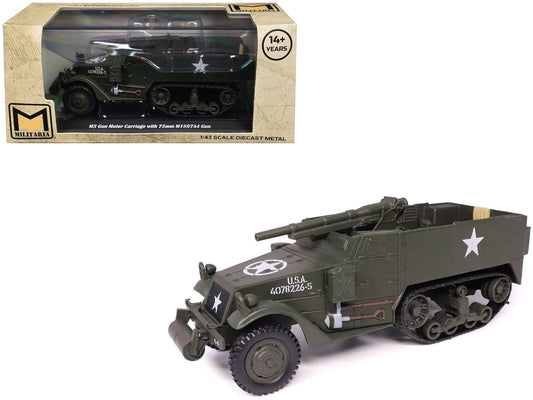 M3 Gun Motor Carriage with 75mm M1897A4 Gun Olive Drab "United States Army" 1/43 Diecast Model