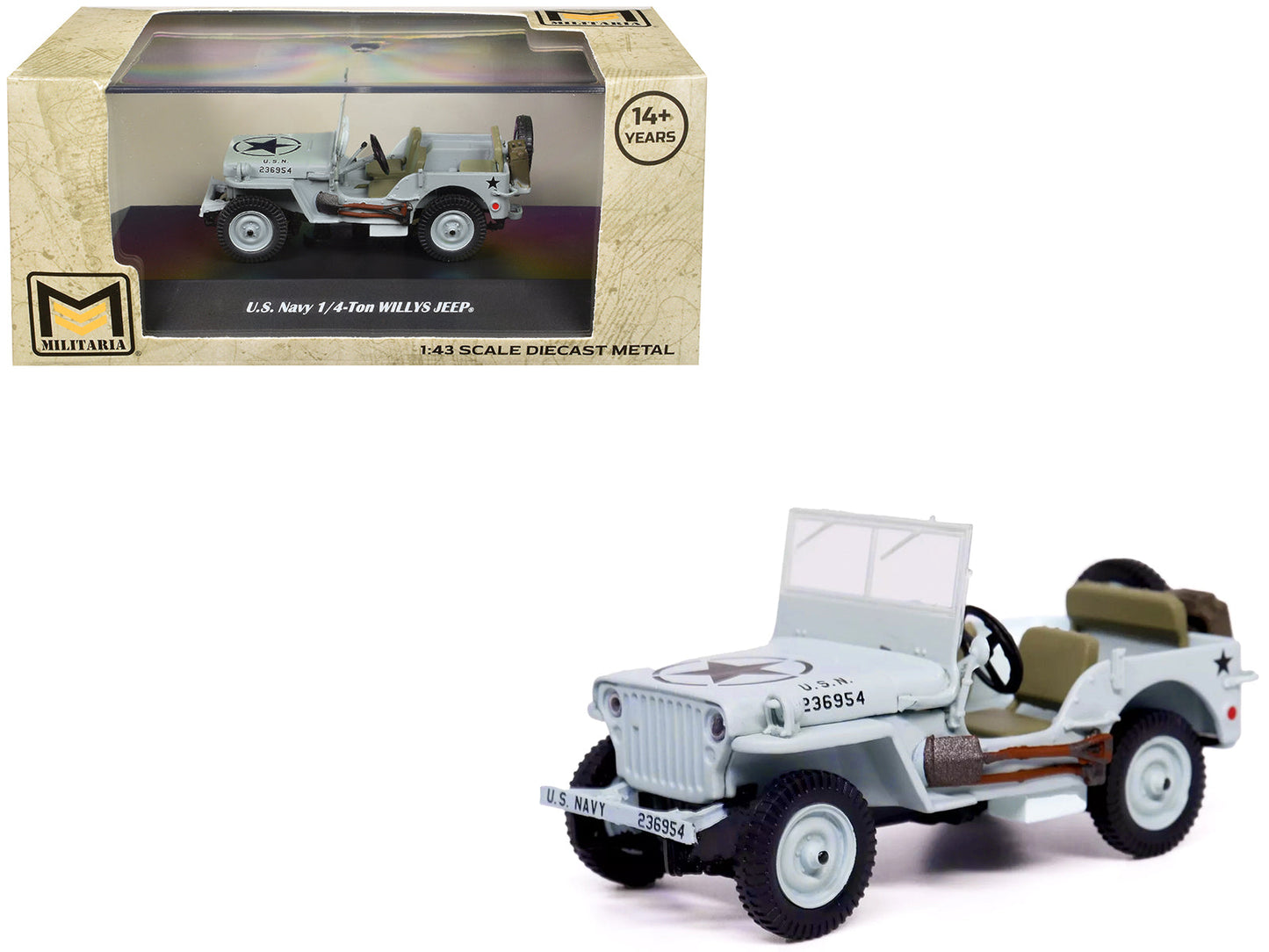 Willys Jeep 1/4-Ton Car Light Blue "United States Navy" 1/43 Diecast Model