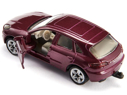 Porsche Macan Turbo Maroon Metallic and Dethleffs Exclusiv Emotion Caravan with Figures and Camp Accessories Set 1/55 Diecast Model