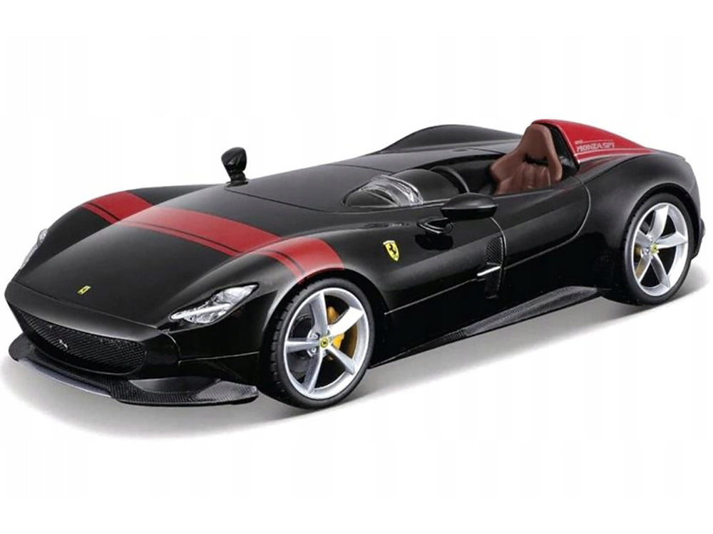 Ferrari Monza SP1 Black Metallic with Red Stripes "Race & Play" Series 1/24 Diecast Model Car
