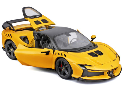 Ferrari SF90 XX Stradale Yellow with Black Top "Race and Play" Series 1/24 Diecast Model Car