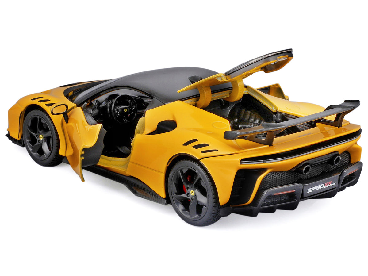Ferrari SF90 XX Stradale Yellow with Black Top "Race and Play" Series 1/24 Diecast Model Car
