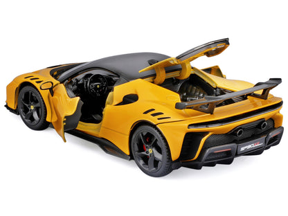 Ferrari SF90 XX Stradale Yellow with Black Top "Race and Play" Series 1/24 Diecast Model Car