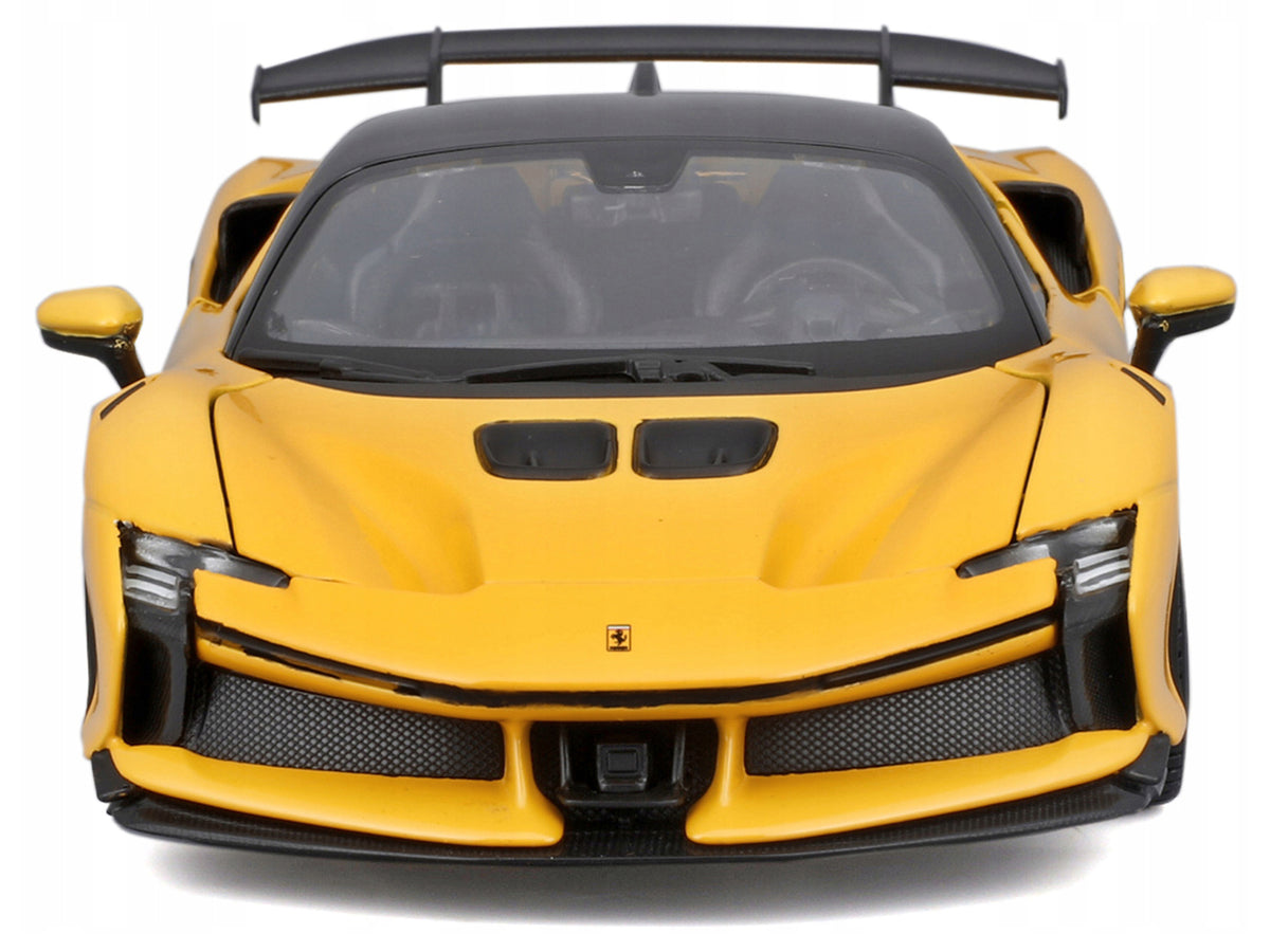 Ferrari SF90 XX Stradale Yellow with Black Top "Race and Play" Series 1/24 Diecast Model Car