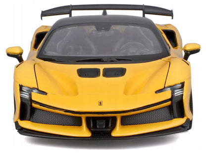 Ferrari SF90 XX Stradale Yellow with Black Top "Race and Play" Series 1/24 Diecast Model Car