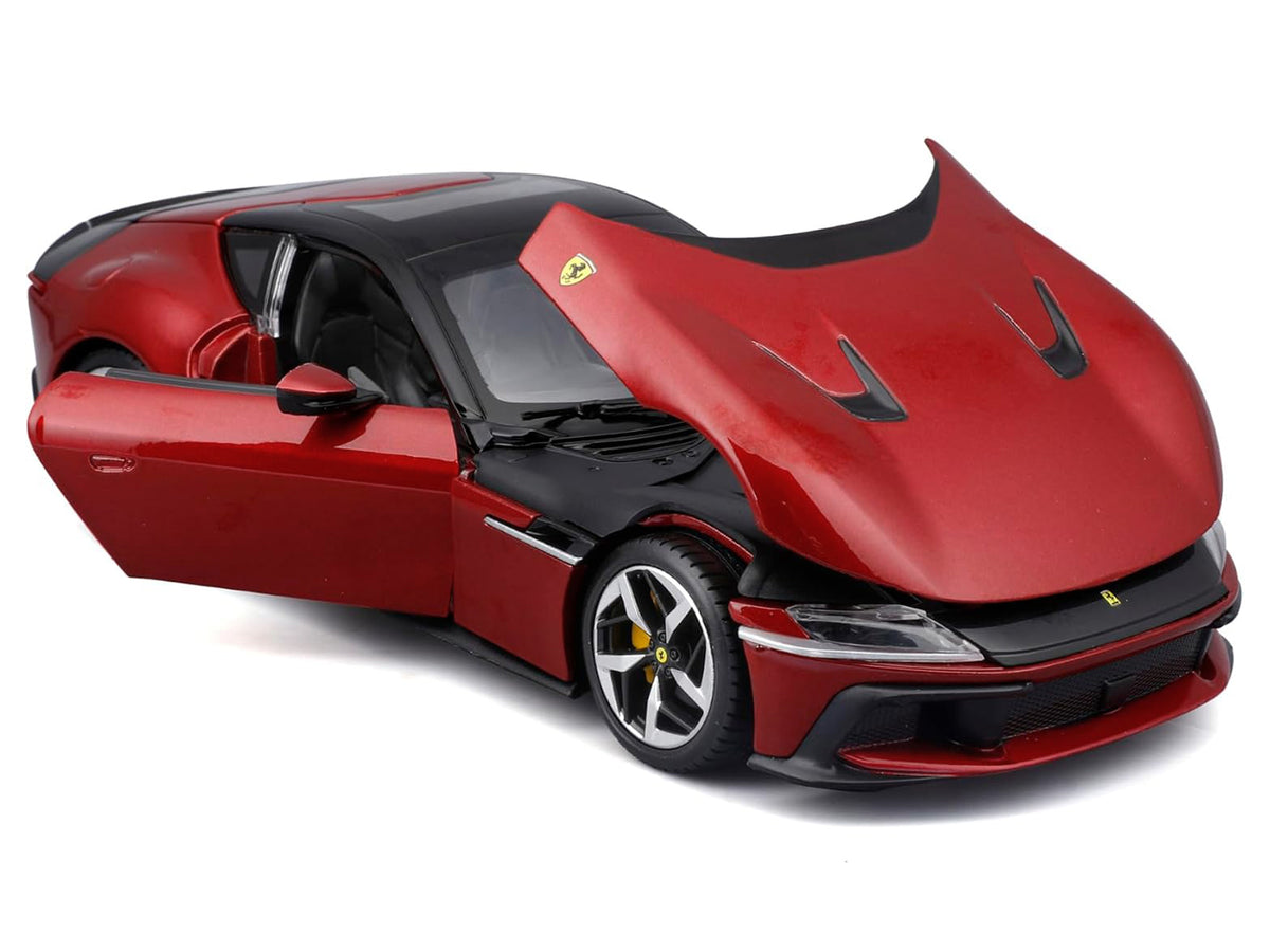 Ferrari 12Cilindri Red Metallic with Black Top "Race + Play" Series 1/24 Diecast Model Car