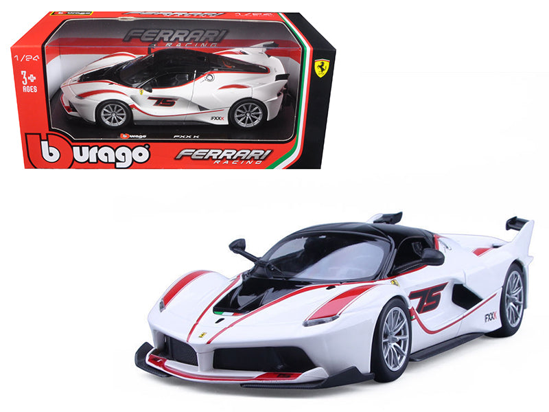 Ferrari Racing FXX-K #75 White 1/24 Diecast Model Car