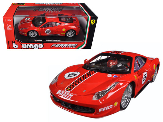 Ferrari 458 Challenge #5 Red 1/24 Diecast Model Car