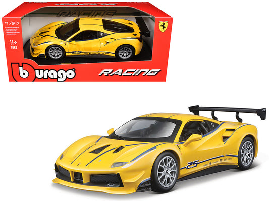 Ferrari 488 Challenge #25 Yellow with Blue Stripes "Ferrari Racing" 1/24 Diecast Model Car