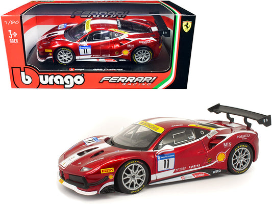 Ferrari 488 Challenge #11 Candy Red with White Stripes "Ferrari Racing" 1/24 Diecast Model Car