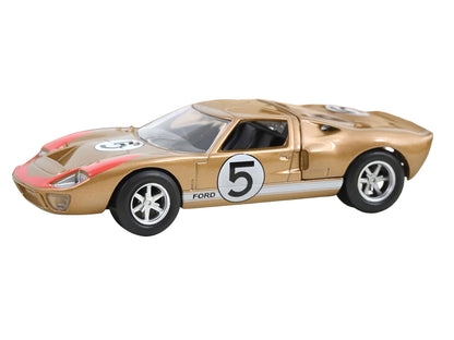 1966 Ford GT40 MKII #5 Kandy Gold Metallic with White Stripes and Red Graphics 1/43 Diecast Model Car