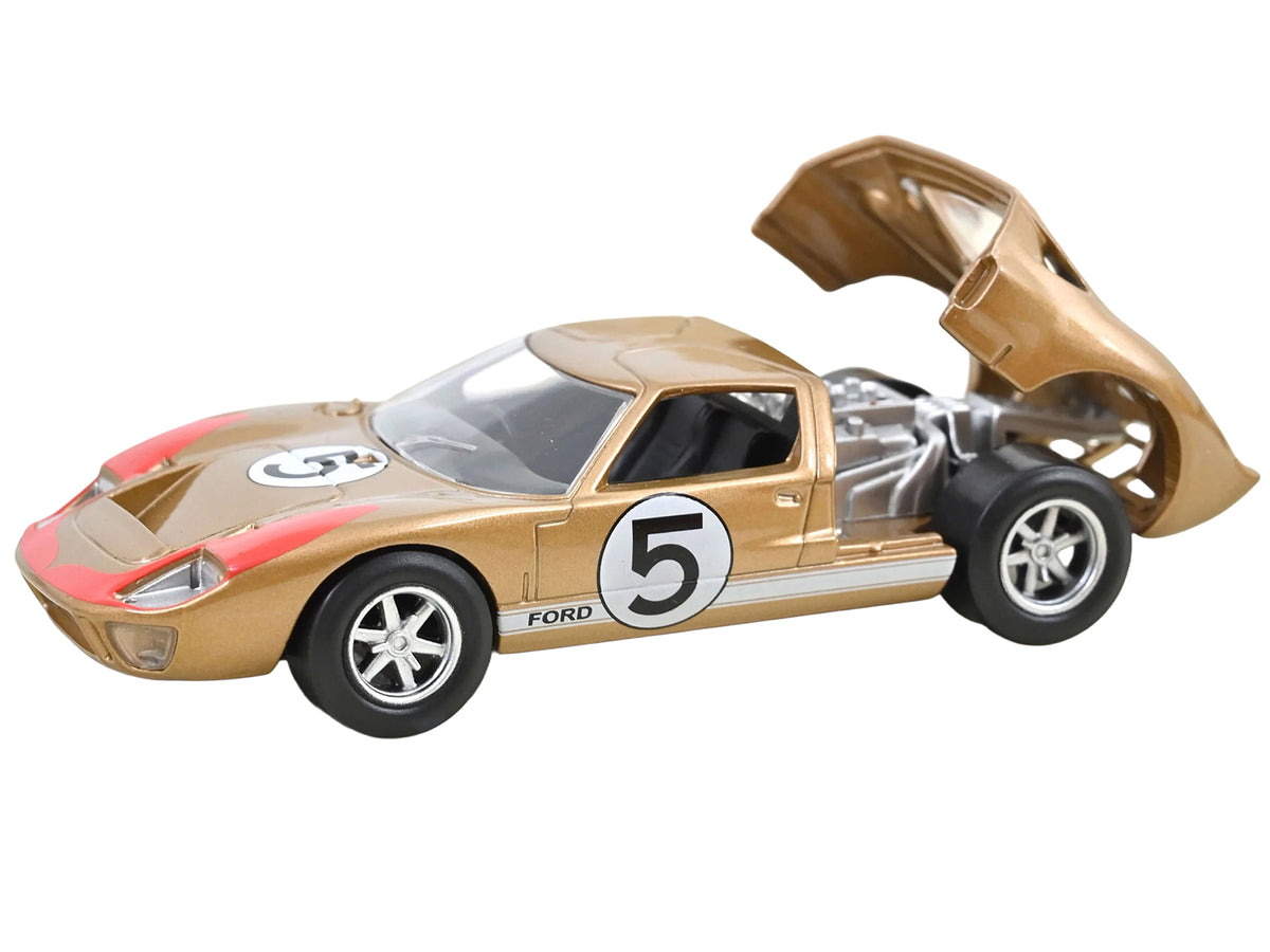 1966 Ford GT40 MKII #5 Kandy Gold Metallic with White Stripes and Red Graphics 1/43 Diecast Model Car
