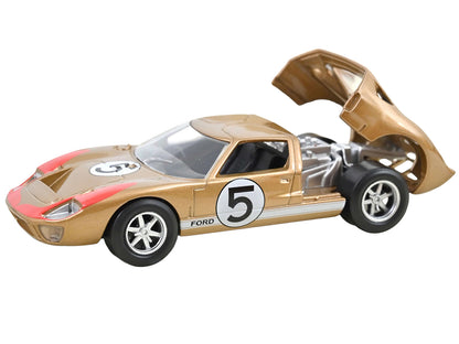 1966 Ford GT40 MKII #5 Kandy Gold Metallic with White Stripes and Red Graphics 1/43 Diecast Model Car