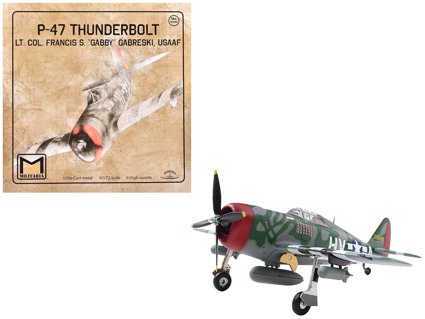 Republic P-47 Thunderbolt Fighter Aircraft "Lt. Col. Francis S. "Gabby" Gabreski" United States Army Air Forces 1/72 Diecast Model