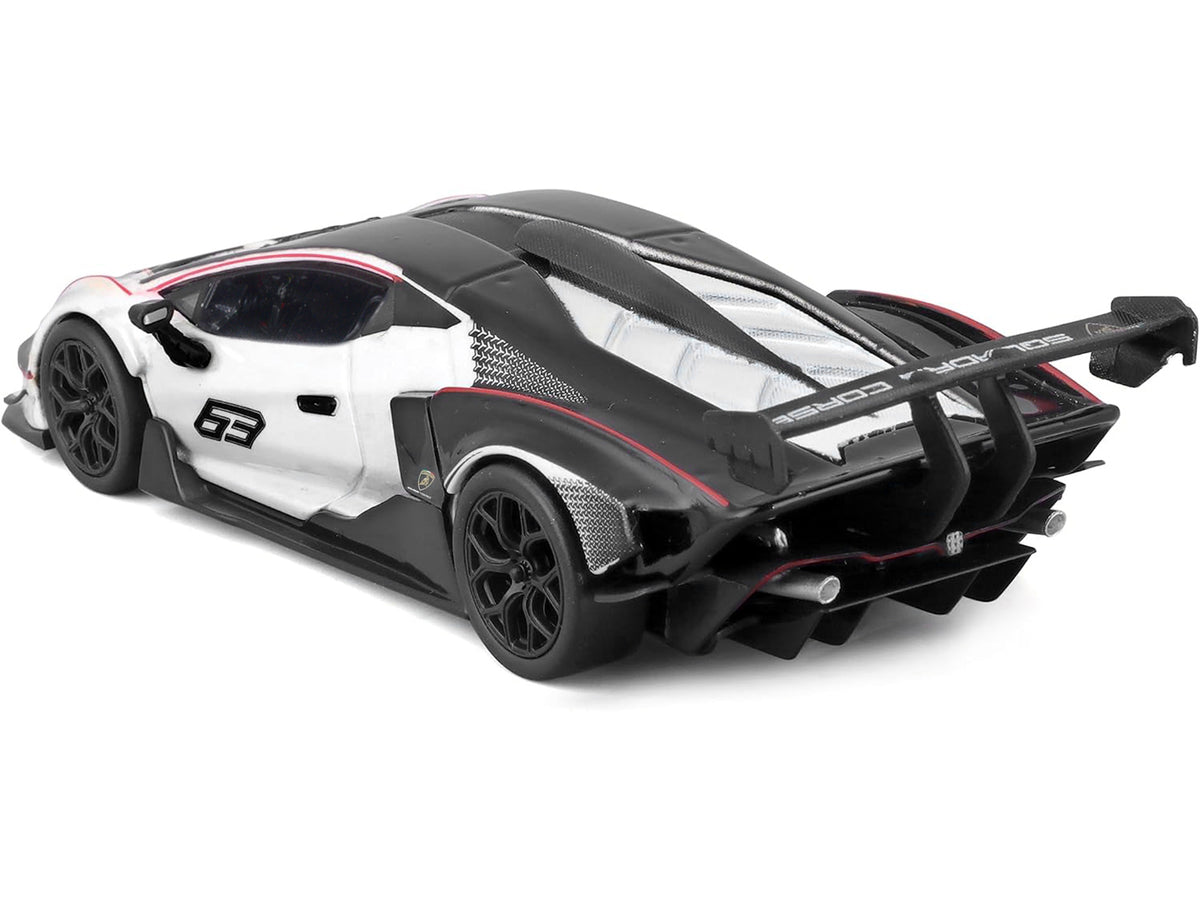 Lamborghini Essenza SCV12 #63 White and Black "Squadra Corse" "Race" Series 1/24 Diecast Model Car