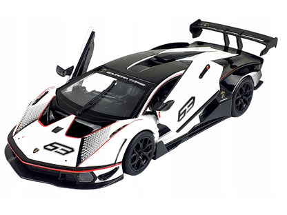 Lamborghini Essenza SCV12 #63 White and Black "Squadra Corse" "Race" Series 1/24 Diecast Model Car