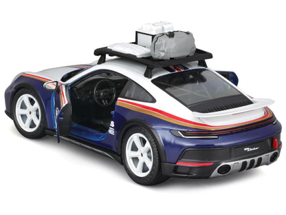 Porsche 911 Dakar #953 "Roughroads Porsche" Blue and White with Stripes and Roof Rack "Race" Series 1/24 Diecast Model Car