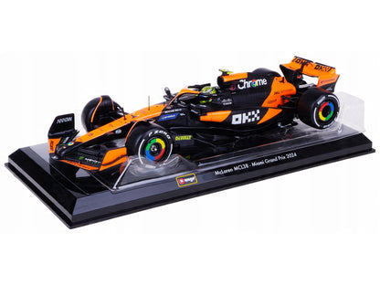 McLaren MCL38 #4 Lando Norris "OKX" Winner Formula One F1 "Miami GP" (2024) with Display Case 1/24 Diecast Model Car