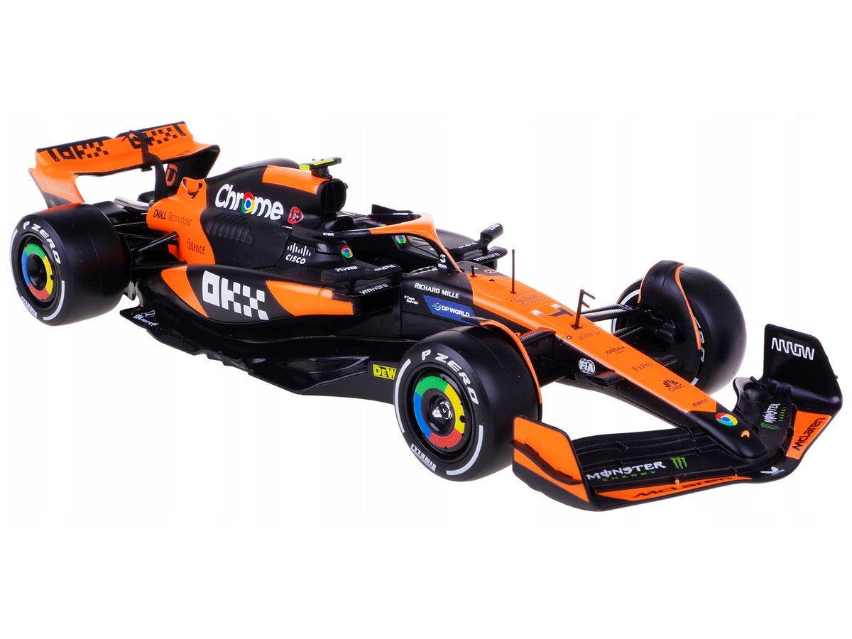 McLaren MCL38 #4 Lando Norris "OKX" Winner Formula One F1 "Miami GP" (2024) with Driver Figure "Race" Series 1/24 Diecast Model Car
