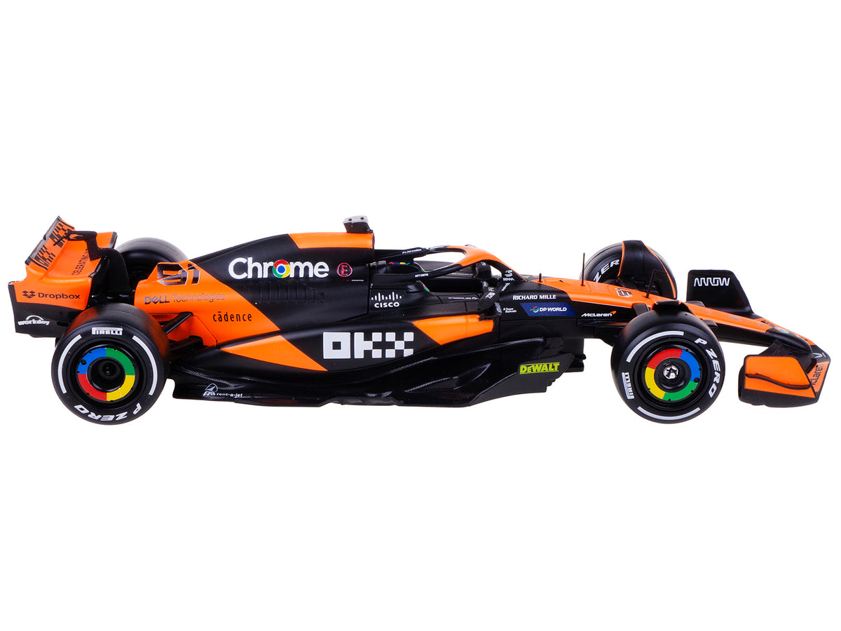 McLaren MCL38 #81 Oscar Piastri "OKX" Formula One F1 "Miami GP" (2024) with Driver Figure "Race" Series 1/24 Diecast Model Car