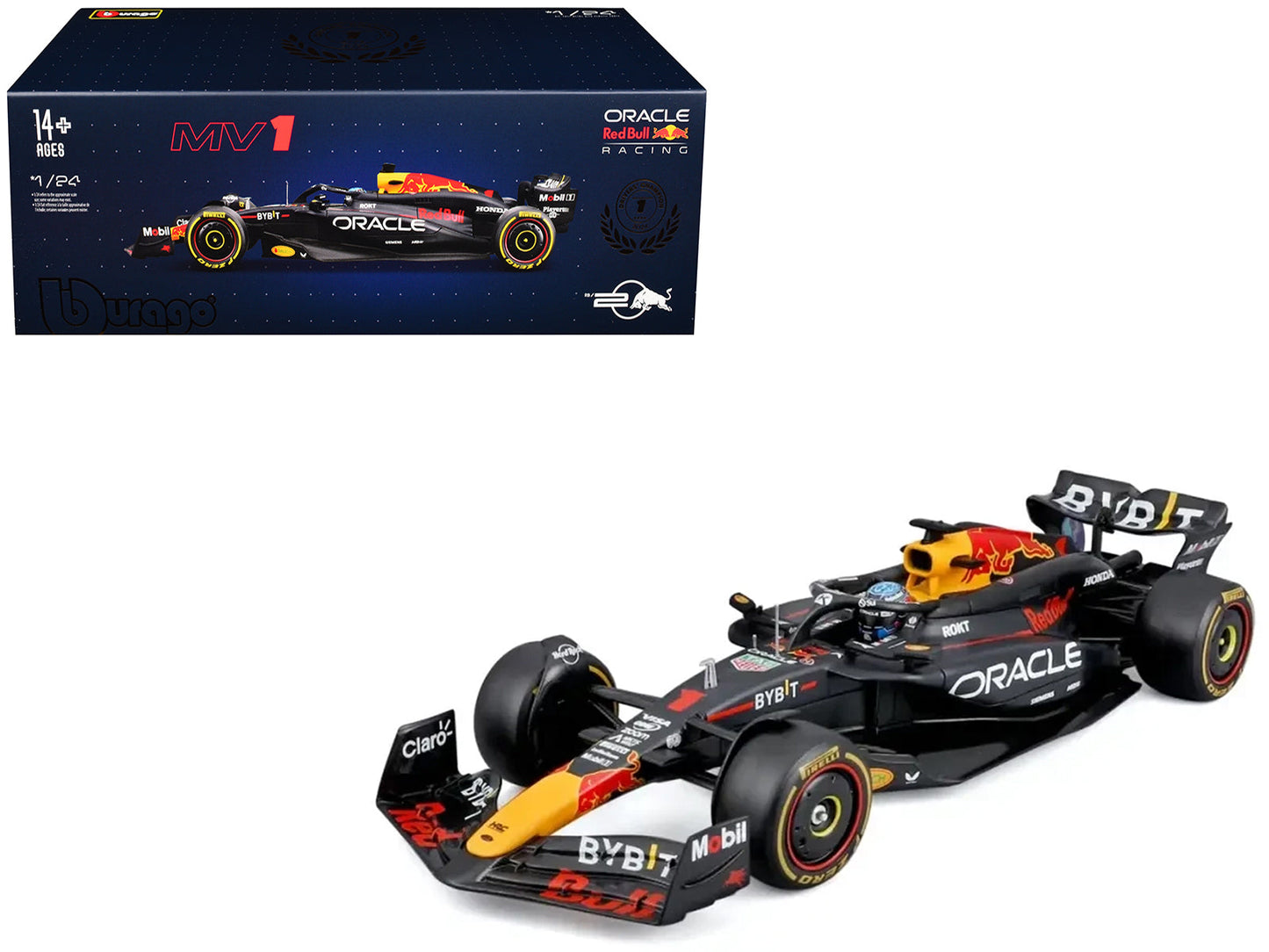 Red Bull Racing RB20 #1 Max Verstappen "Oracle" Winner Formula One F1 Championship "Drivers' Champion" (2024) with Display Case 1/24 Diecast Model Car