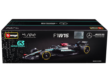 Mercedes-AMG F1 W15 E Performance #63 George Russell "Petronas" Formula One F1 "World Championship" (2024) 1/24 Diecast Model Car
