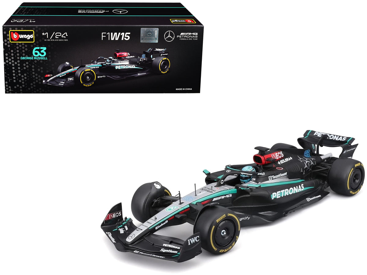 Mercedes-AMG F1 W15 E Performance #63 George Russell "Petronas" Formula One F1 "World Championship" (2024) 1/24 Diecast Model Car