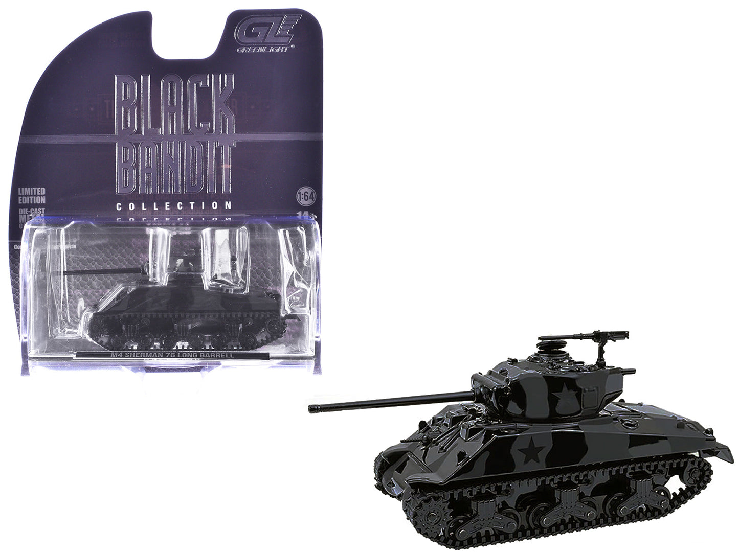 M4 Sherman 76 Long Barrell Tank Black Camouflage "Black Bandit" Series 30 1/64 Diecast Model Car