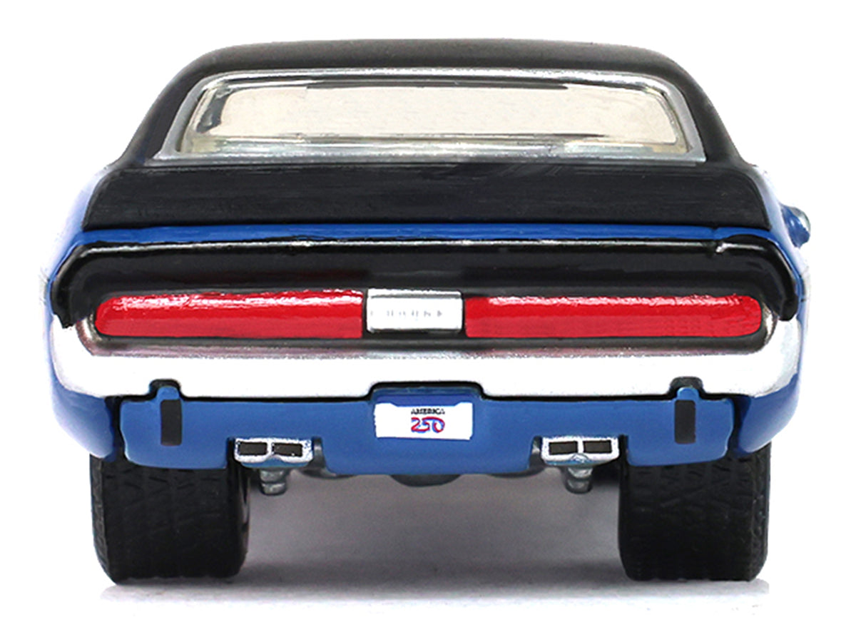 1970 Dodge Challenger Blue with Black Top "America 250 Edition" "Anniversary Collection" Series 18 1/64 Diecast Model Car