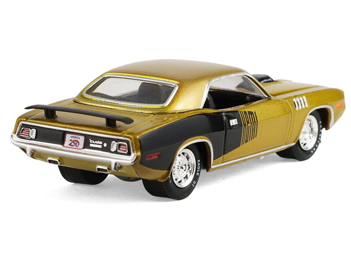 1971 Plymouth Hemi ‘Cuda Gold Metallic with Black Accents "America 250 Edition" "Anniversary Collection" Series 18 1/64 Diecast Model Car