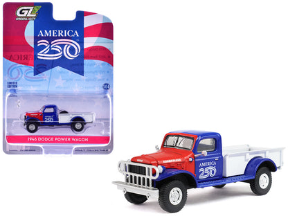1946 Dodge Power Wagon Pickup Truck Red White and Blue "America 250 Edition" "Anniversary Collection" Series 18 1/64 Diecast Model Car