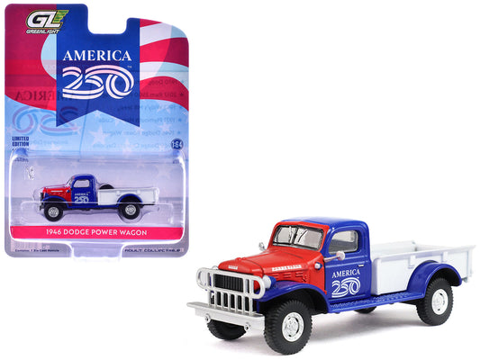 1946 Dodge Power Wagon Pickup Truck Red White and Blue "America 250 Edition" "Anniversary Collection" Series 18 1/64 Diecast Model Car