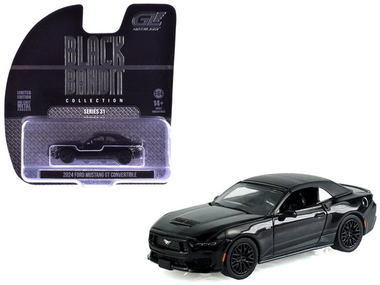 2024 Ford Mustang GT Convertible Black "Black Bandit" Series 31 1/64 Diecast Model Car