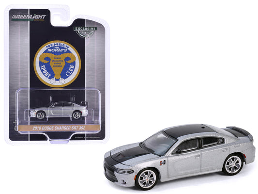 2018 Dodge Charger SRT 392 Silver Metallic with Black Stripe "Mr. Norm Heritage GSS Charger" "Hobby Exclusive" Series 1/64 Diecast Model Car