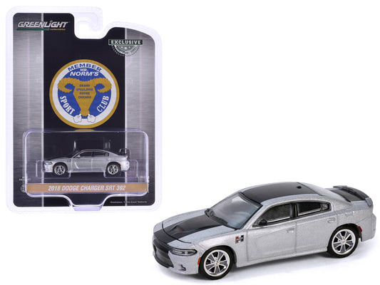 2018 Dodge Charger SRT 392 Silver Metallic with Black Stripe "Mr. Norm Heritage GSS Charger" "Hobby Exclusive" Series 1/64 Diecast Model Car