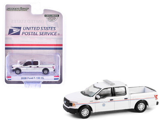 2020 Ford F-150 XL Pickup Truck "United States Postal Service (USPS) Postal Police" White with Red and Blue Stripes "Hobby Exclusive" Series 1/64 Diecast Model Car