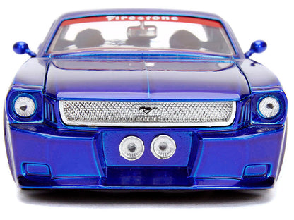 1965 Ford Mustang #5 "L. John's Racing" Candy Blue with Flame Graphics "Bigtime Muscle" Series 1/24 Diecast Model Car