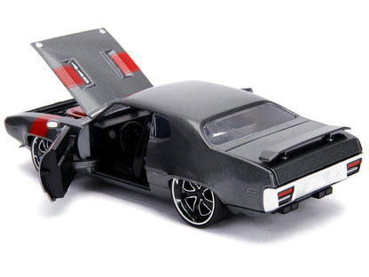 1972 Plymouth GTX 440 Metallic Gray with Red Stripe "Bigtime Muscle" 1/24 Diecast Model Car