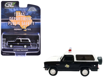1978 Dodge Ramcharger Police Vehicle "Texas Department of Public Safety Highway Patrol" Black with White Hood and Top "Hobby Exclusive" Series 1/64 Diecast Model Car
