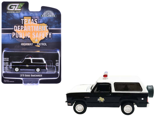 1978 Dodge Ramcharger Police Vehicle "Texas Department of Public Safety Highway Patrol" Black with White Hood and Top "Hobby Exclusive" Series 1/64 Diecast Model Car