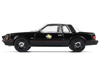 1982 Ford Mustang SSP "Texas Department of Public Safety Highway Patrol" Black with White Hood and Top "Hobby Exclusive" Series 1/64 Diecast Model Car
