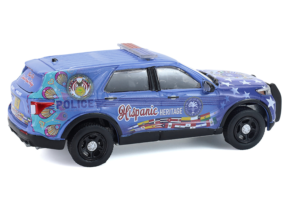 2022 Ford Police Interceptor Utility "Miami Police Department Hispanic Heritage Month" Blue with Graphics "Hobby Exclusive" Series 1/64 Diecast Model Car