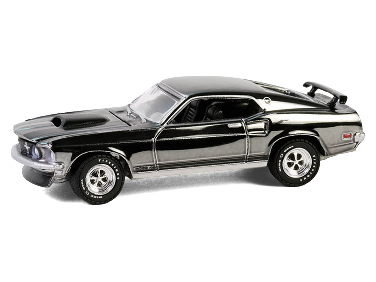 1969 Ford Mustang Boss 429 Silver Chrome Edition with Black Stripes "John Wick" (2014) Movie "Hobby Exclusive" Series 1/64 Diecast Model Car