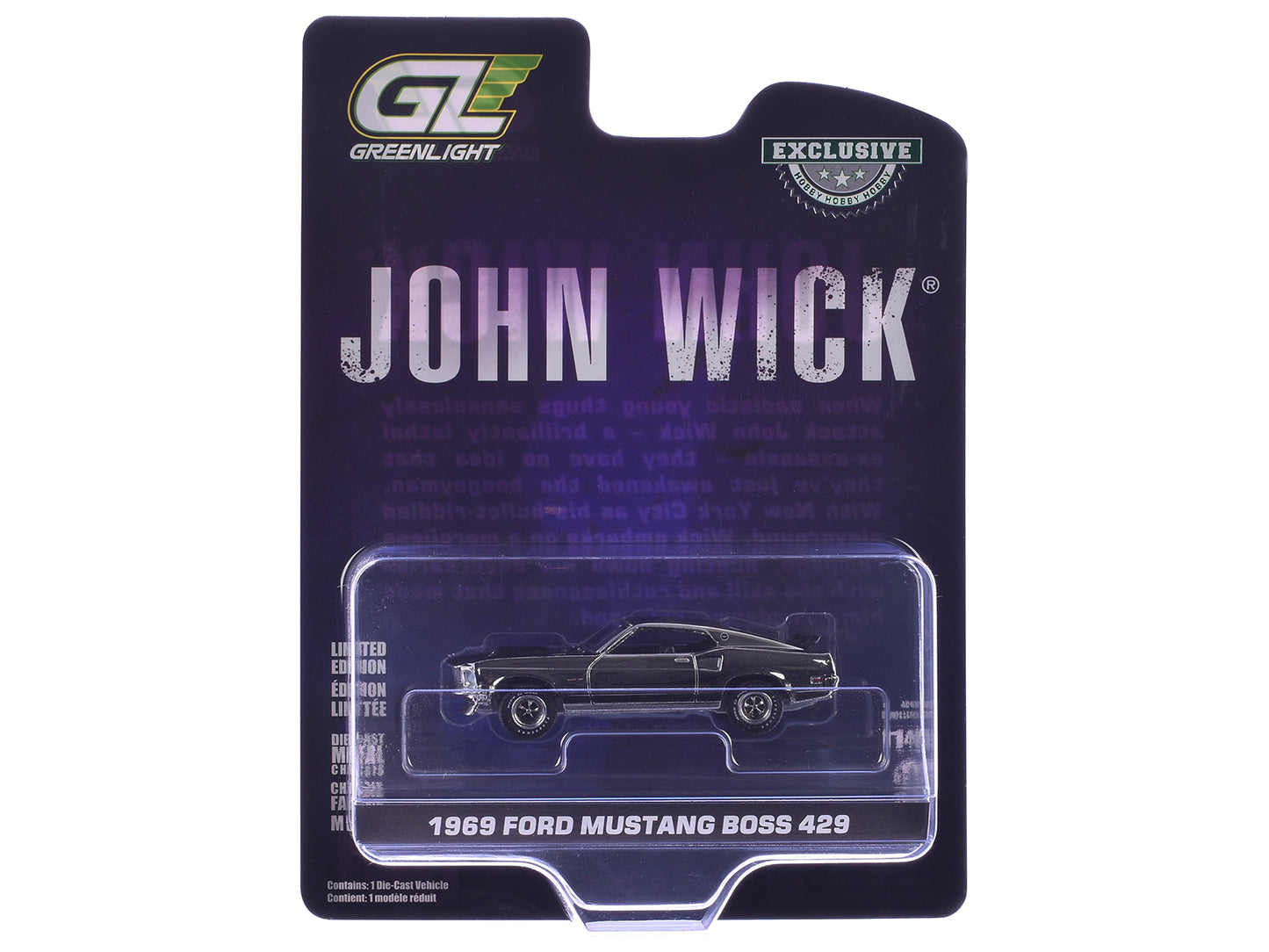 1969 Ford Mustang Boss 429 Silver Chrome Edition with Black Stripes "John Wick" (2014) Movie "Hobby Exclusive" Series 1/64 Diecast Model Car