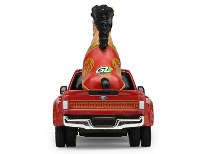 2022 Ford F-450 Dually Pickup Truck "Chinese Zodiac 2026 Year of the Horse" Red with Gold Graphics and Horse Figure "Hobby Exclusive" Series 1/64 Diecast Model Car