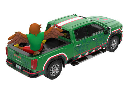 2022 GMC Sierra 3500 HD Pickup Truck Green with Mexican Soccer Graphics with Eagle Figure "International Soccer Celebration '26" Series 1/64 Diecast Model Car